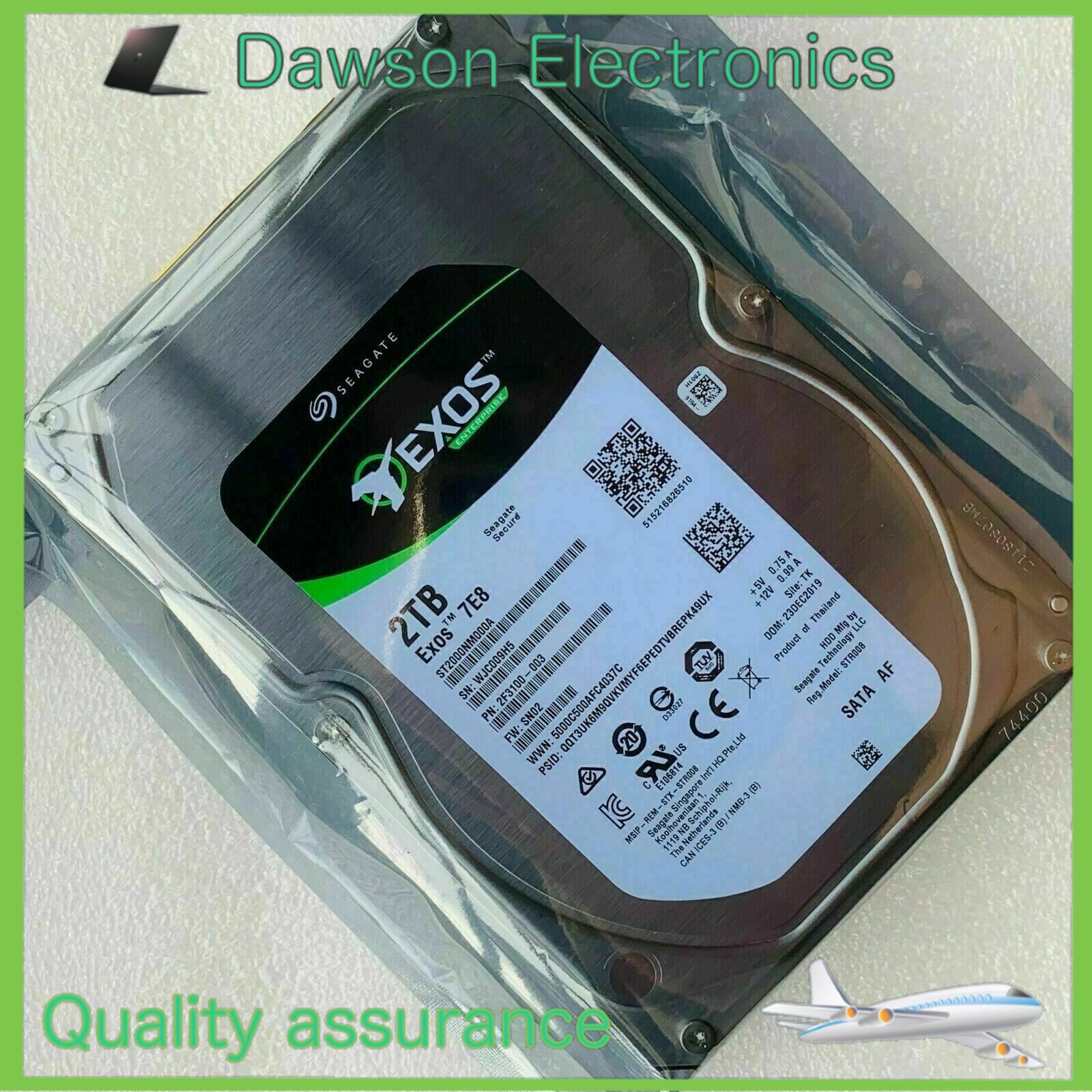 Seagate Exos 2TB 7E8 Enterprise 3.5" SATA 256MB 6Gb/s Hard Drive ST2000NM000A