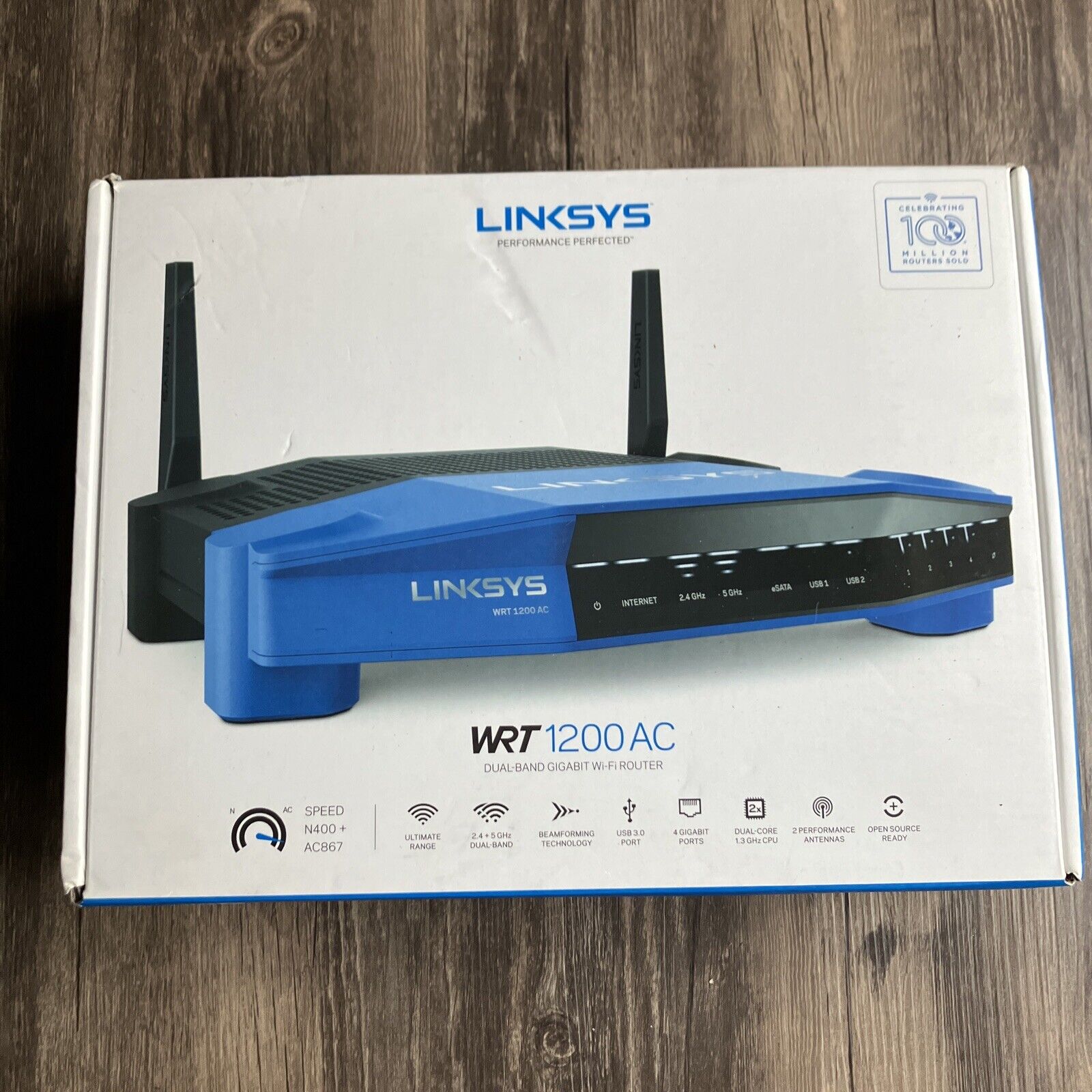 Linksys WRT1200AC V2 1200 Mbps 4-Port Gigabit Wireless AC Router w/ Package +CD