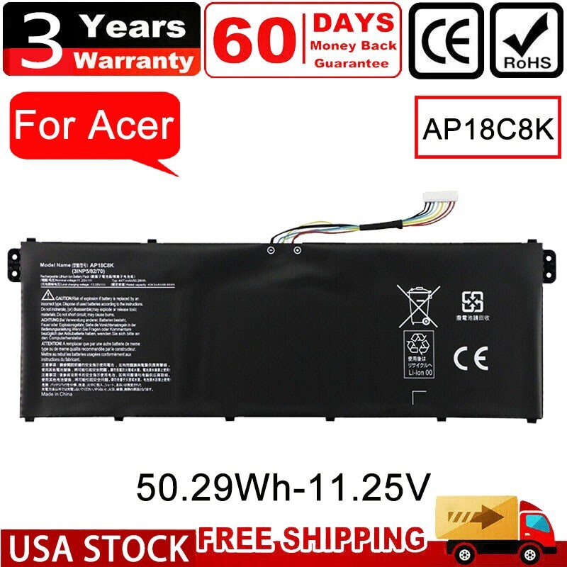 New For Acer Chromebook Spin CB315-3H Battery 11.25V 4471mAh 50.29Wh AP18C8K US