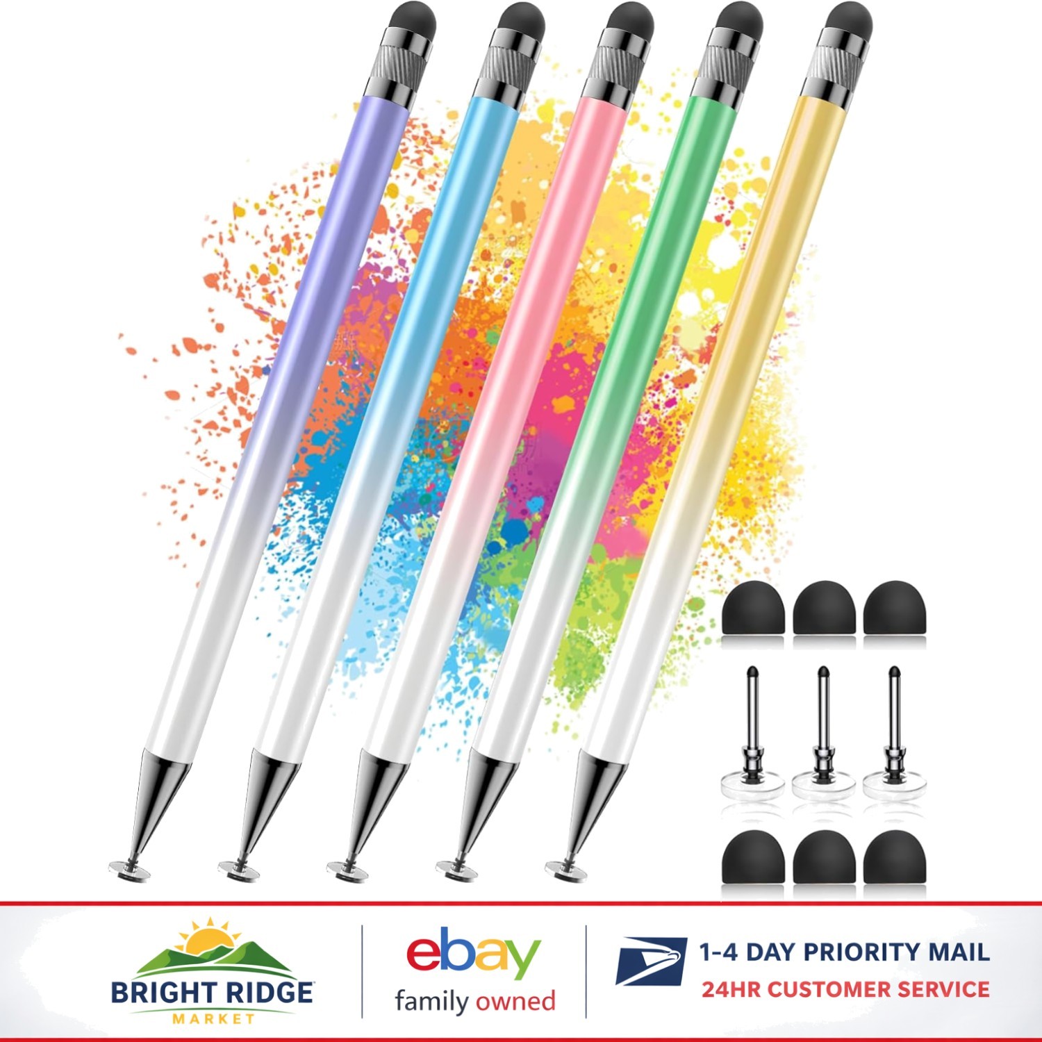 Stylus Pens for iPhone and Android, 5-Pack with Comfortable Grip and Flexibility