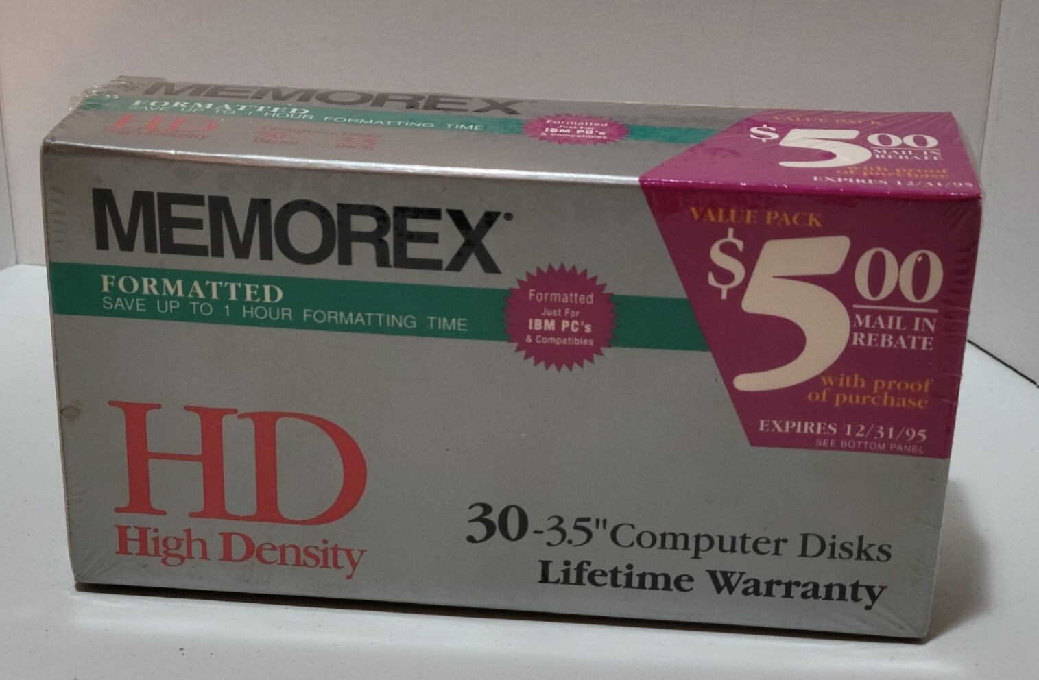 VTG NEW SEALED 30 Memorex HD High Density 3.5" Computer Disks Formatted for IBM
