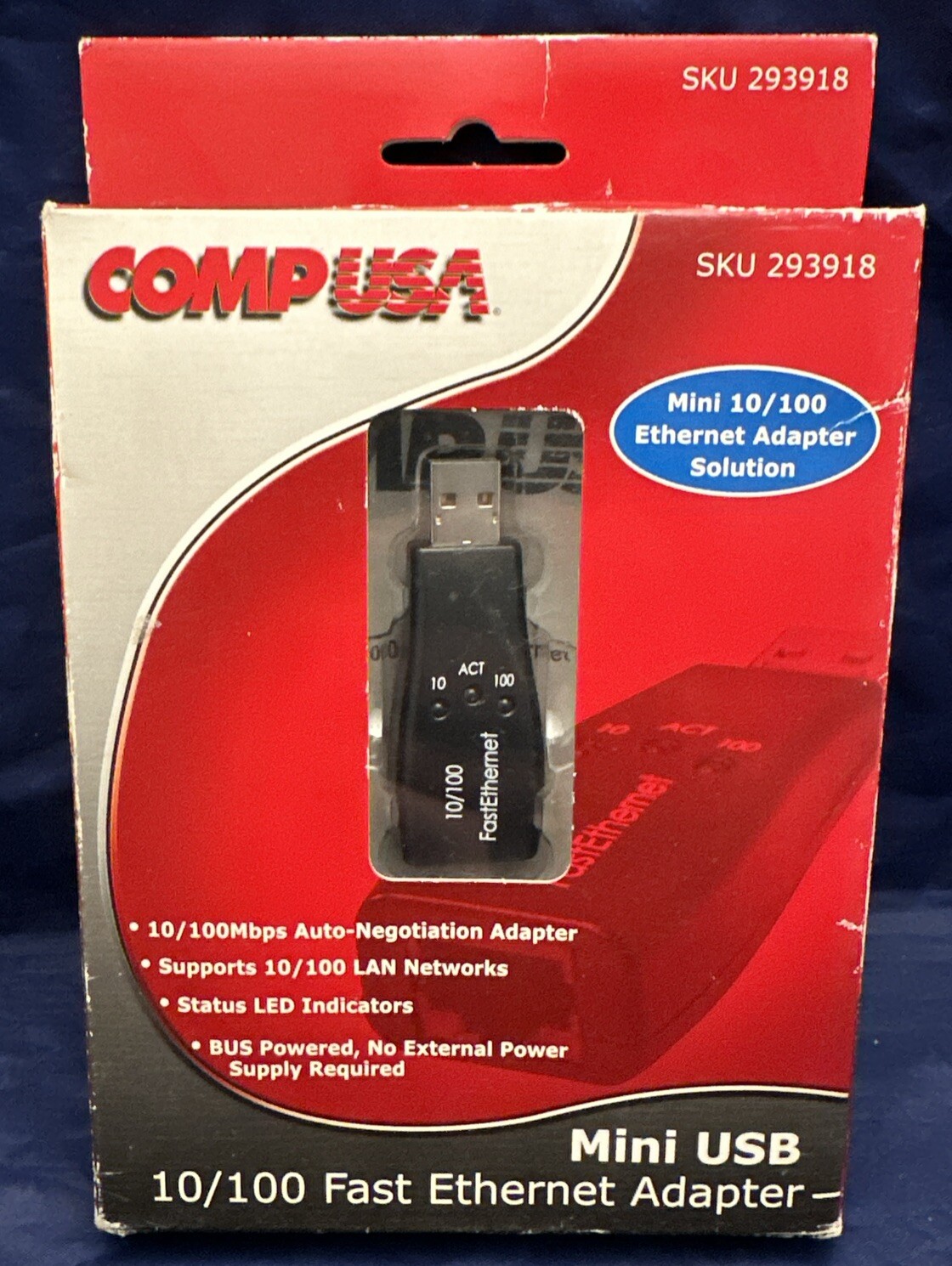 Mini USB 10/100 Fast Ethernet Adapter Comp USA SKU 293918 