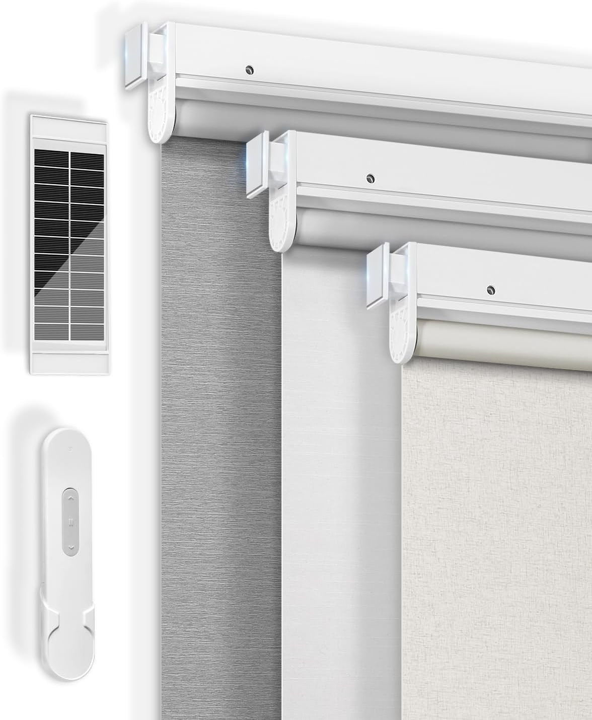 No-Drill Motorized Blinds with Remote, Blackout Roller Shades