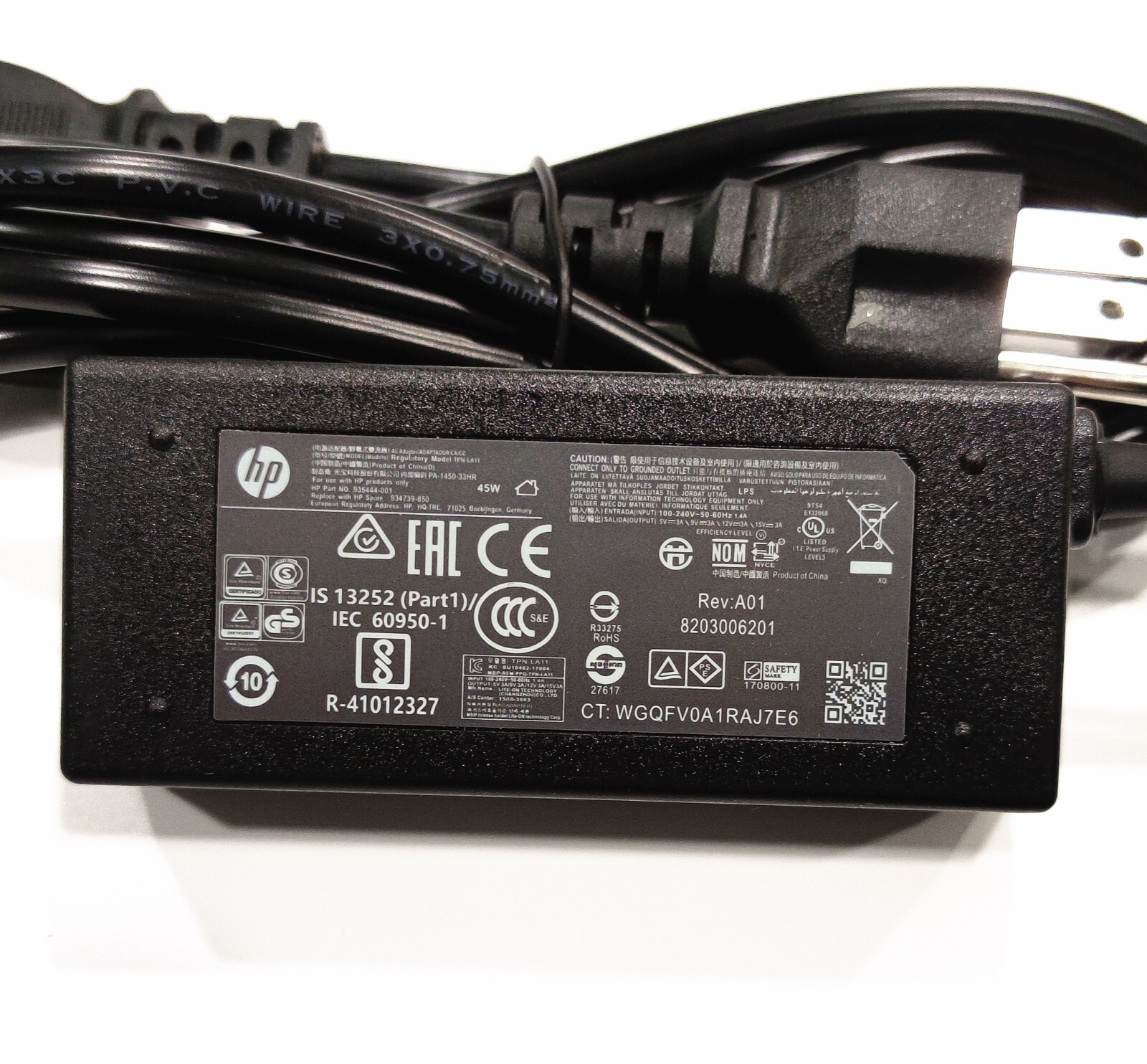 Genuine OEM HP 45W USB C Type C Adapter Charger Chromebook 934739-850 L43407-001