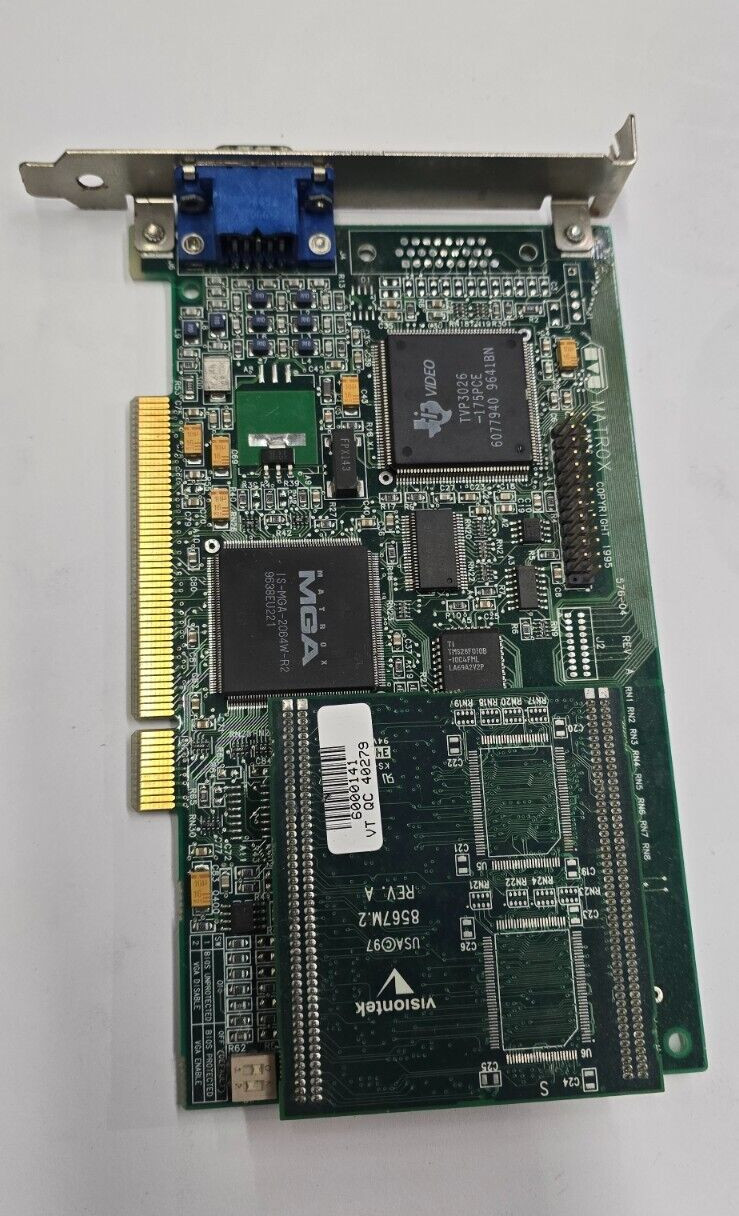 PCI GPU Matrox  MGA 2064W-R2 576-04 REV.A w/Memory Expansion Module-TESTED