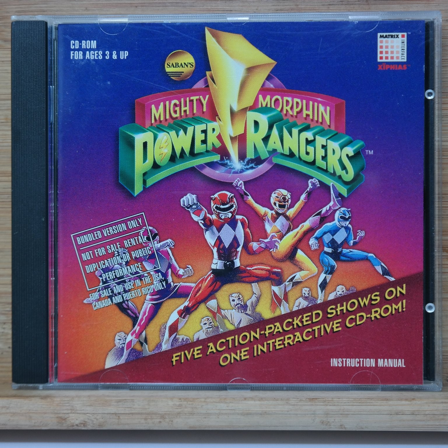 Mighty Morphin Power Rangers Interactive Cd-rom PC Mac Saban's Xiphias Vintage