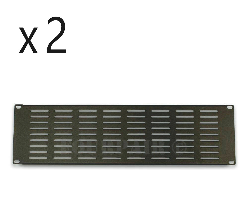 2 Pack - 3 Space 3U - 19" Blank Vented IT Rack Mount Server Panel Filler Spacer