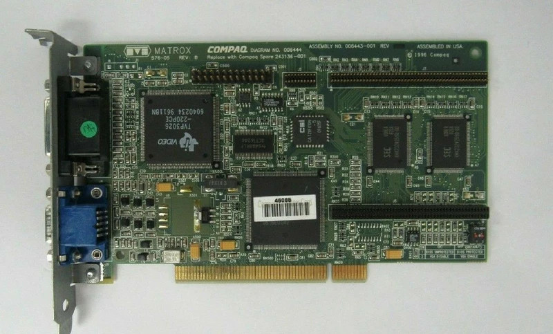 006443-001 compaq hewlett packard hp matrox deskpro 6000 2MB video card pci wit