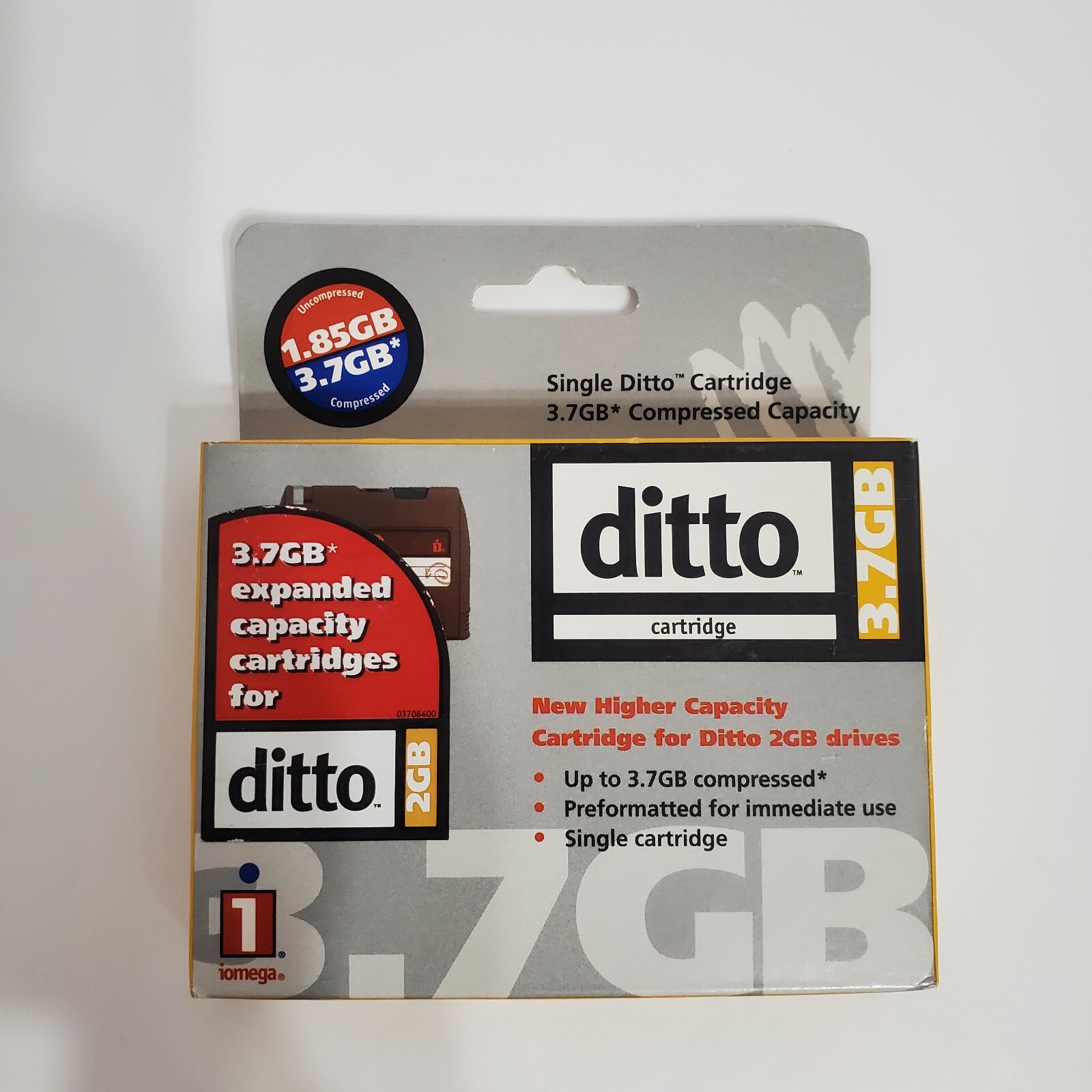 NOS Iomega 3.7GB Higher Capacity  One Cartridge for Ditto 2GB Drives Vintage