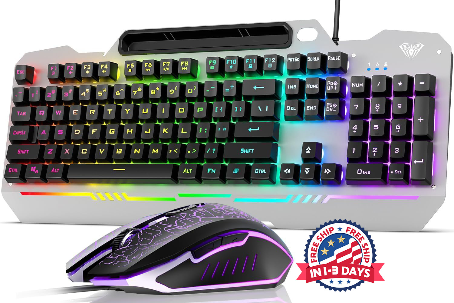 Combo De Teclado Y Ratón Para Juegos Con Cable, Teclas Multimedia Y Reposamuñeca