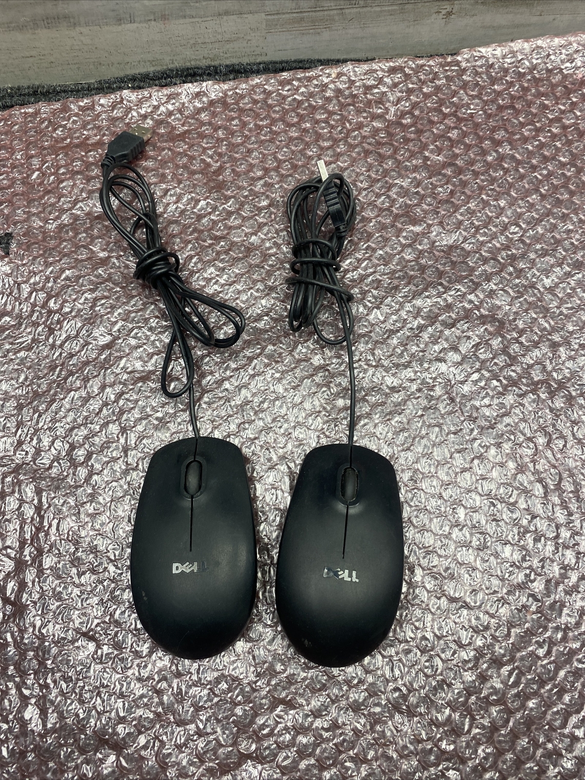 Lot of 2 Dell MS111-L 09RRC7 Optical Black USB 3-Button Mouse - Black