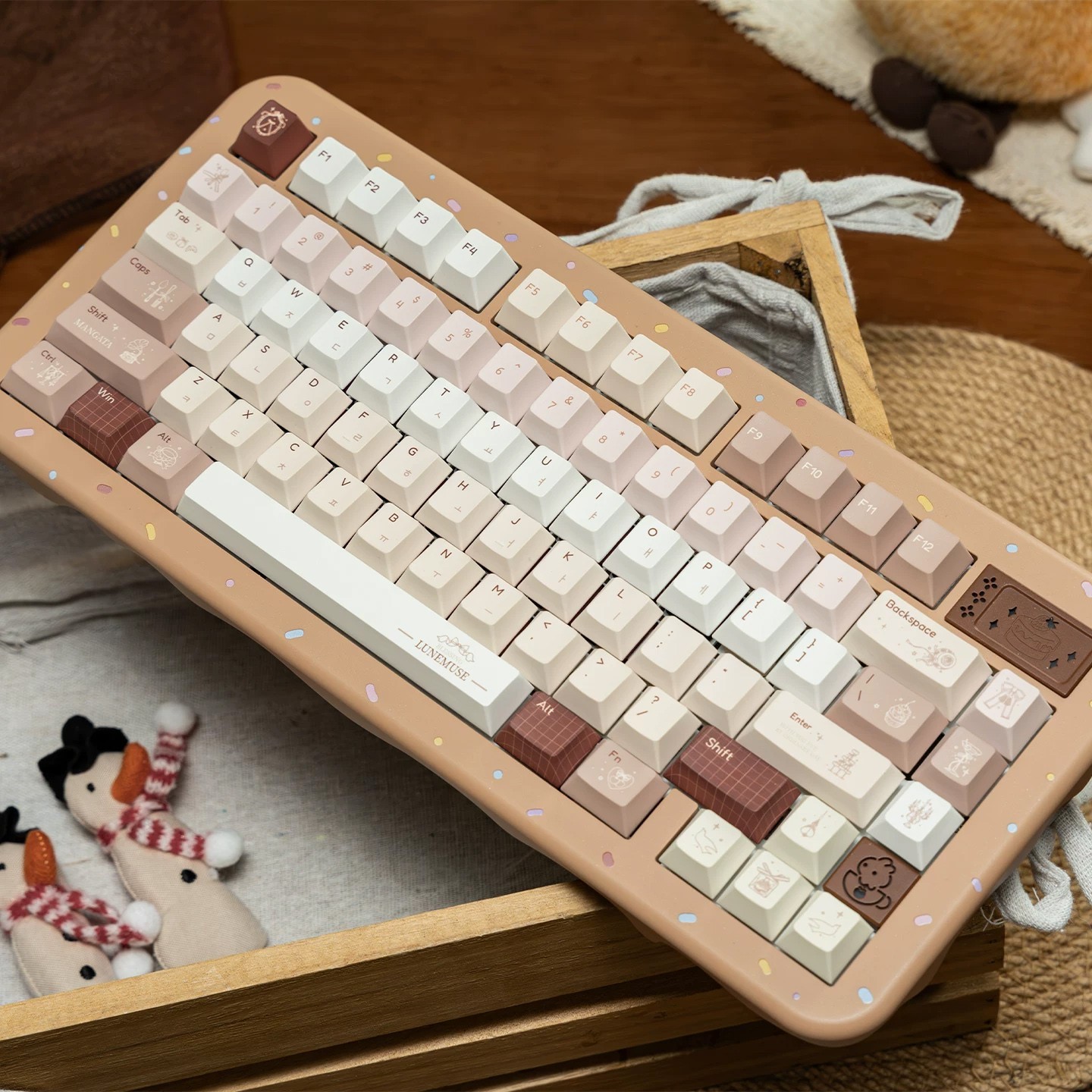Beefun Caramel Island PBT Keycaps Cherry Profile Mechanical Keyboard Cute