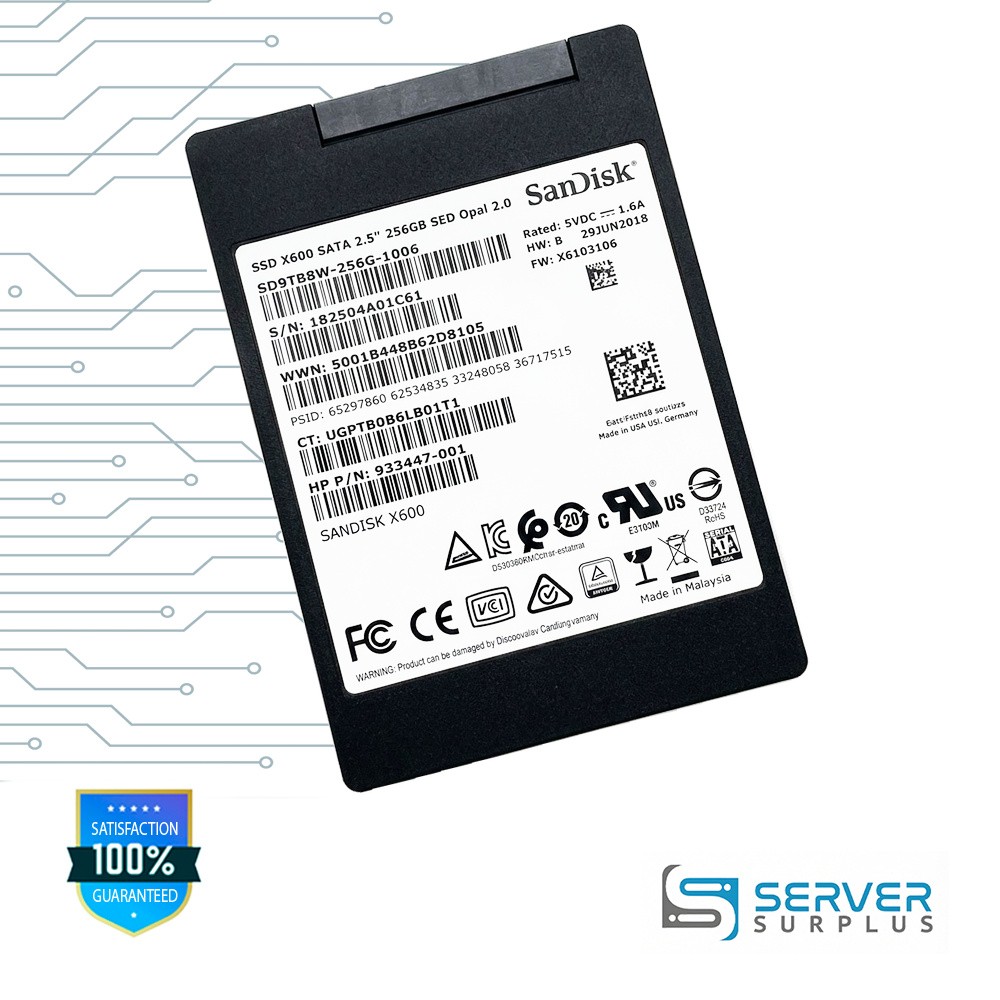 HP X600 256GB SATA 6Gb/s 2.5-Inch Enterprise SSD | 933447-001 | SD9TB8W-256G-100