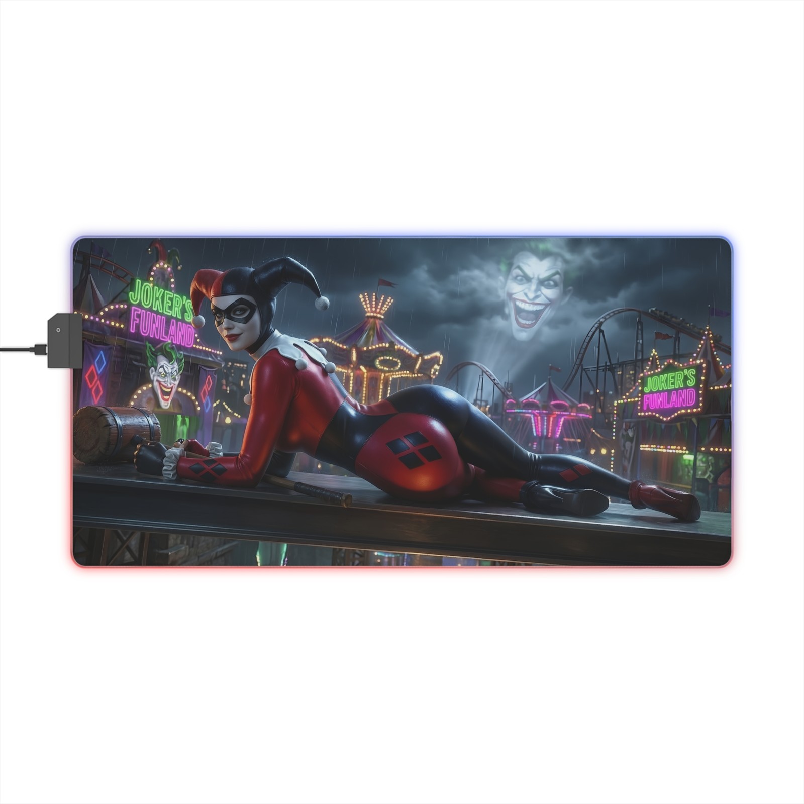DC Mouse Pad, Harley Quinn LED RGB Desk Mat, Gamer Room Decor