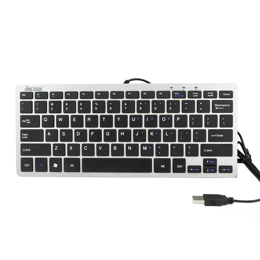 Sliver W/ Black Key Mini Slim USB Wired Keyboard for Notebook Laptops PC Desktop