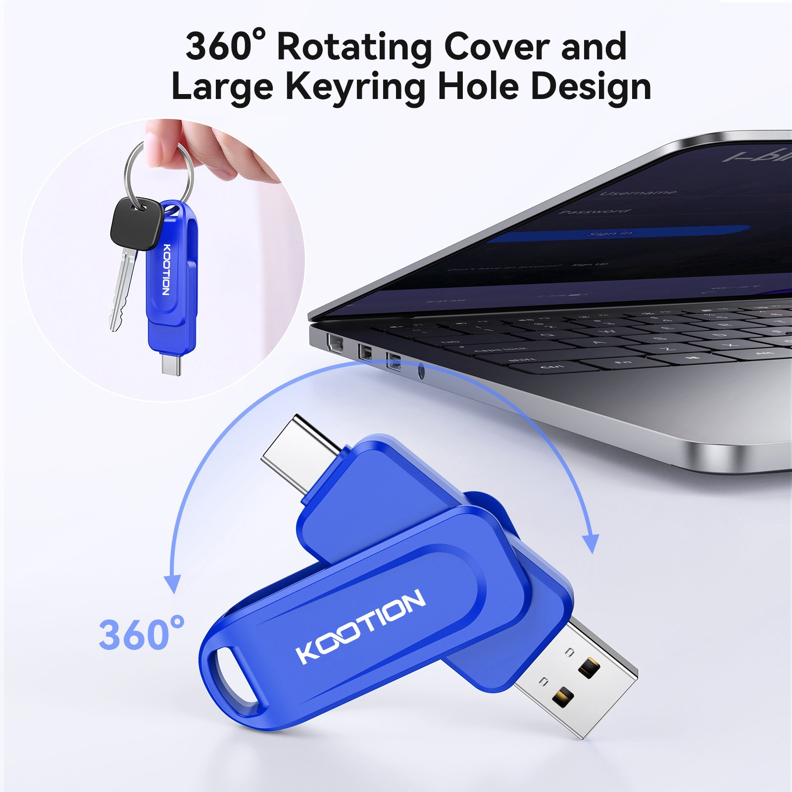 32G/64G/128G 2-in-1 OTG USB 2.0 Flash Drive Pen Memory Stick For Android Phone