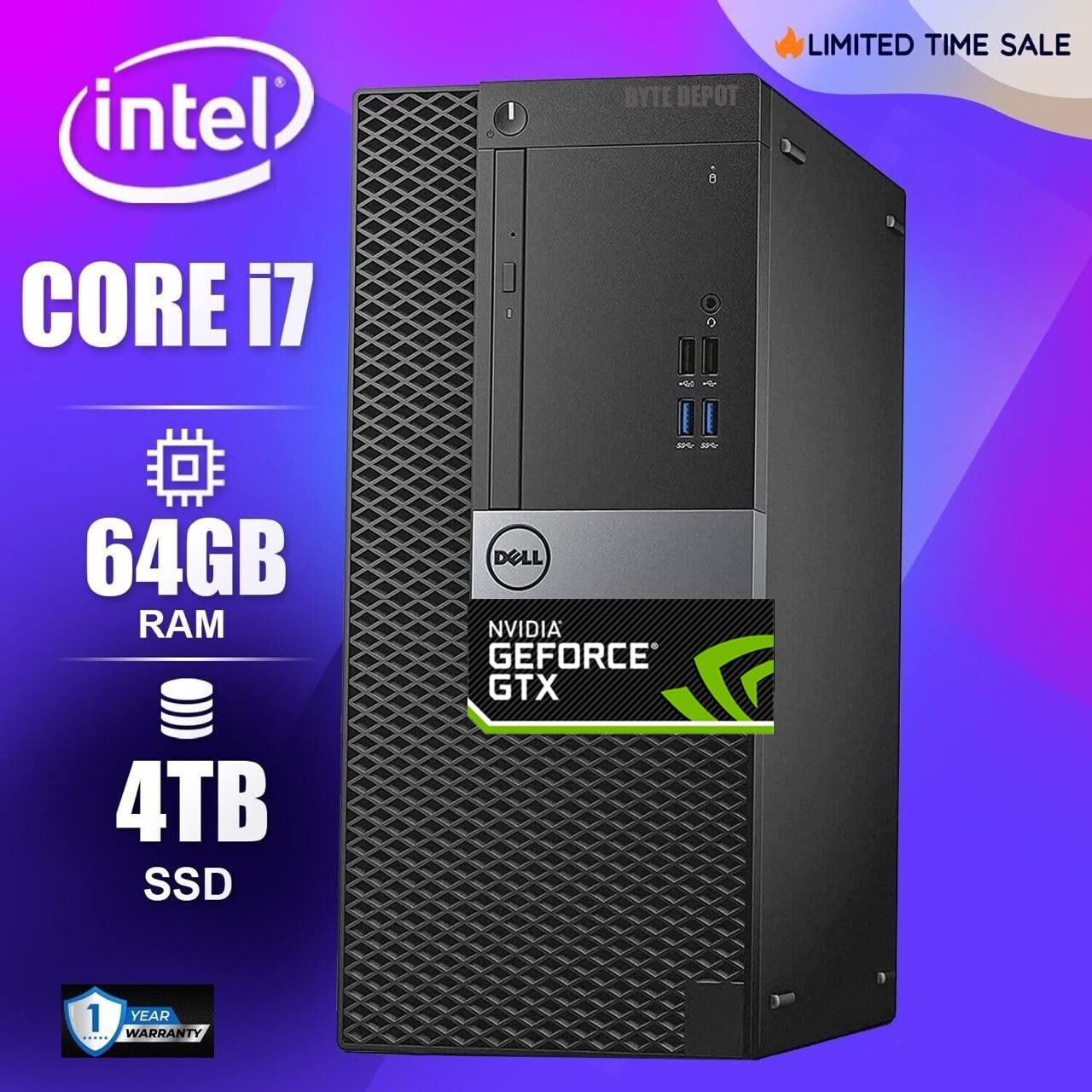 Dell Gaming PC Desktop Computer i7,Up to 64GB RAM 4T SSD NVIDIA GeForce RTX 4060