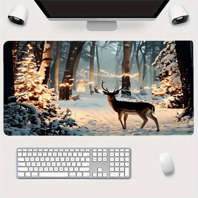 Winter Magic Mouse Pad - Japanese-Style Desk Mat with Exquisite Snow Scene Des