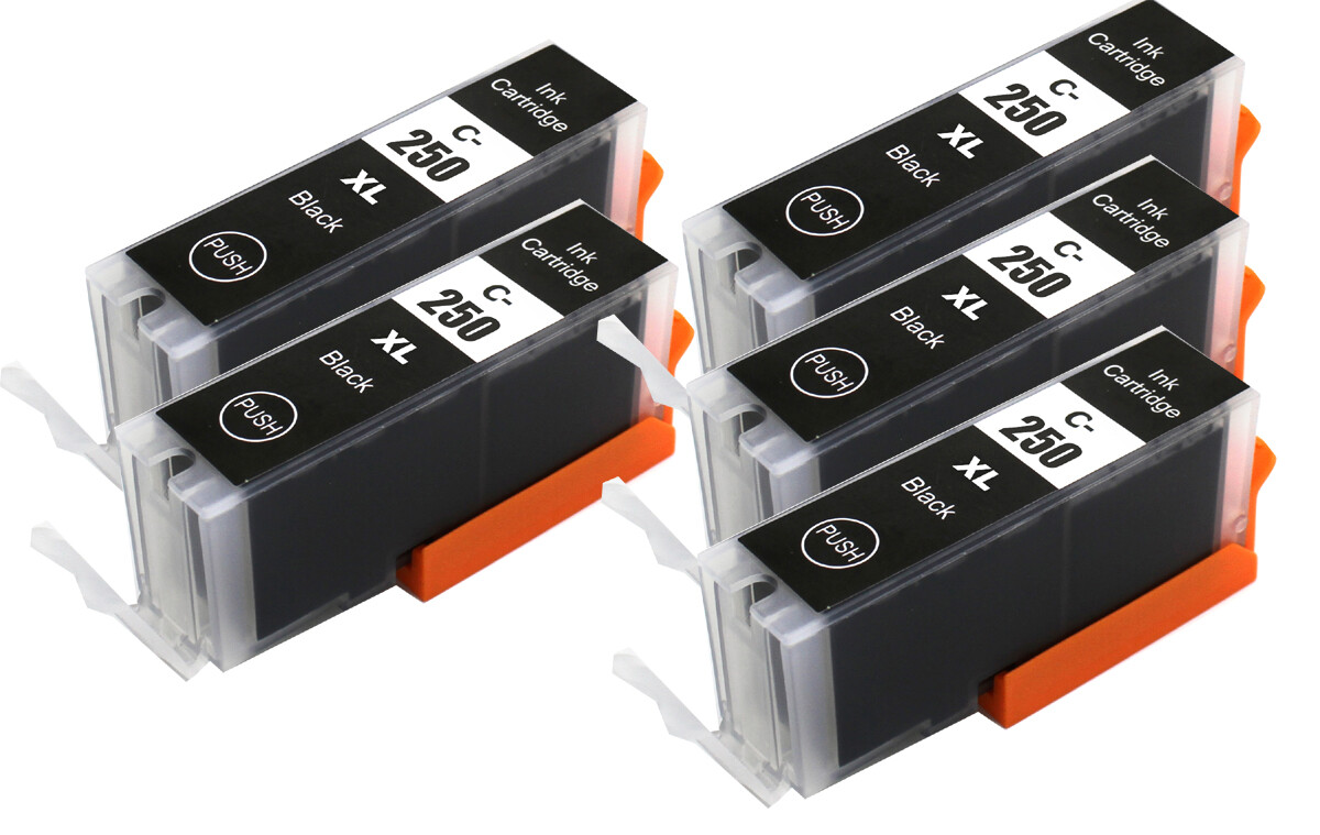 5P BLACK Printer Ink Tank w/ chip for PGI-250B Canon MX920 MG5520 MG5522 MG5620