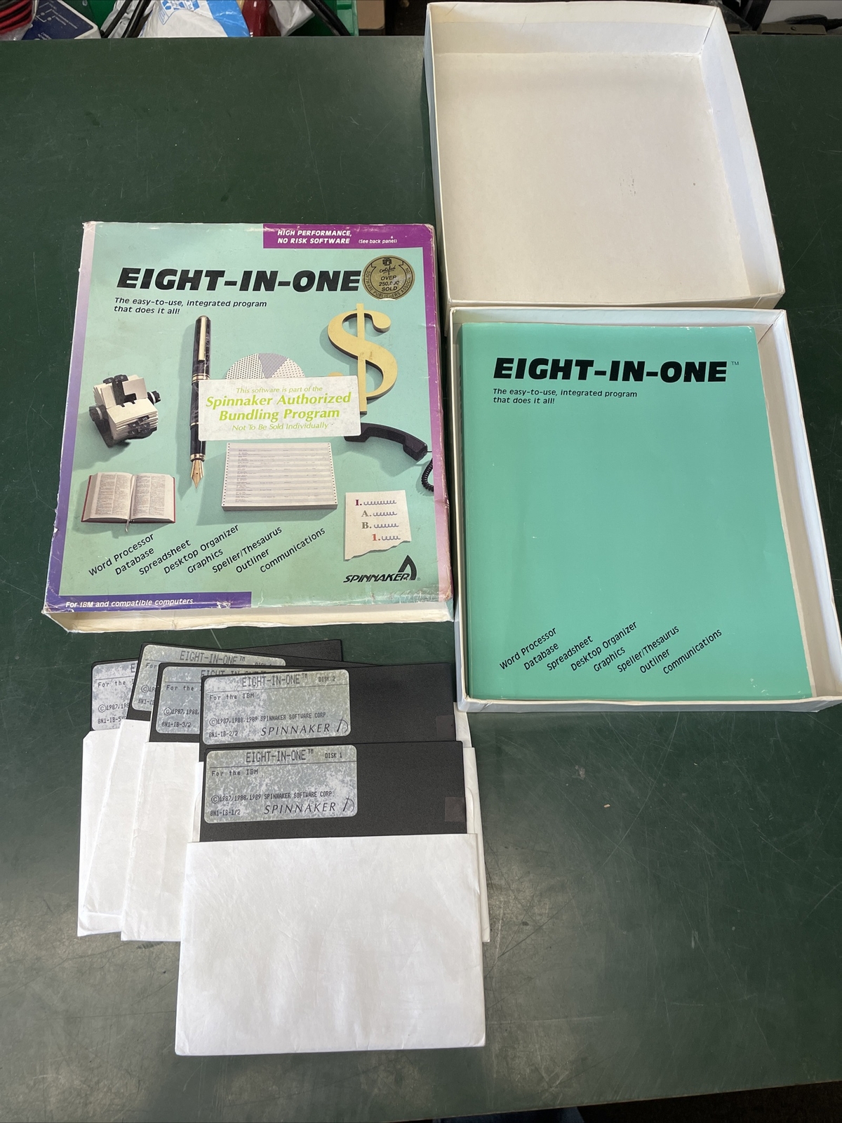 VINTAGE IBM Eight-In-One 5.25 DISKS Floppy Disks 1987-88-89 Spinnaker Software