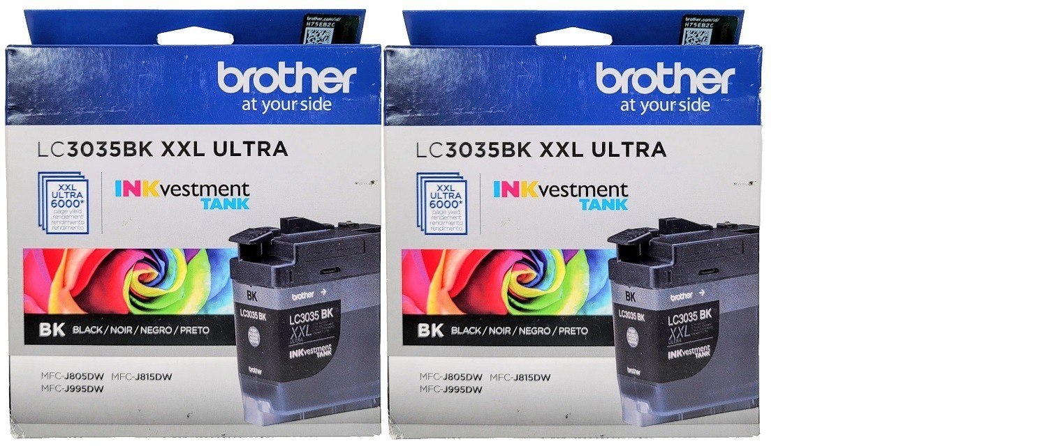 2 Genuine Sealed Brother LC3035BK XXL Black Inkjet Cartridges 2024