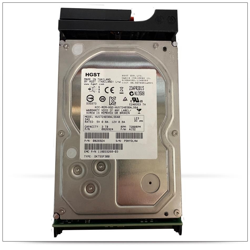 HGST HUS724030ALS640 3TB 6Gb/s 7200RPM SAS 3.5" HDD EMC 0B26924 118033268-03