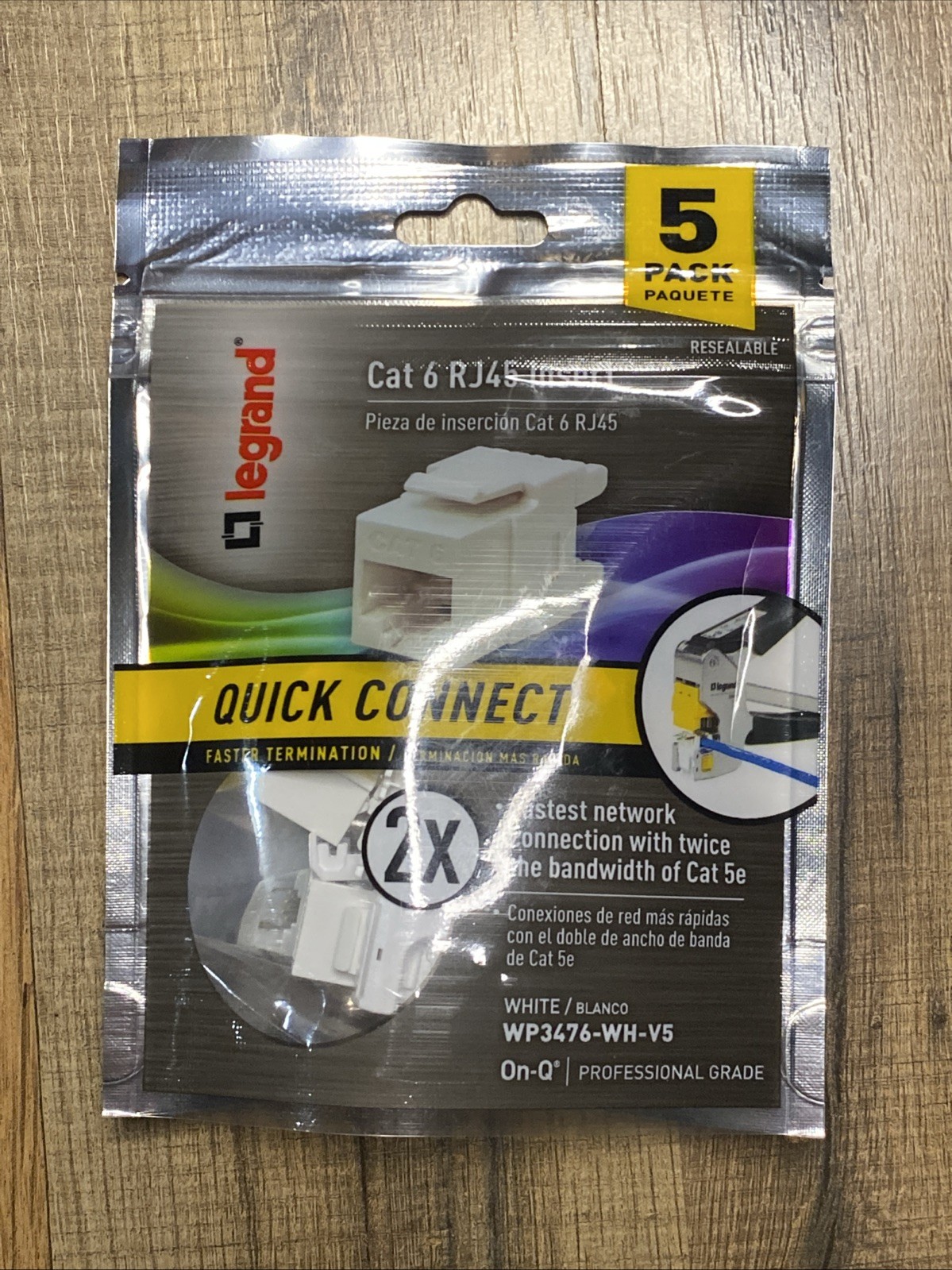 5-Pack Cat 5e RJ45 Insert, Quick Connect, White WP3476-WH-V5, Legrand On-Q {FF}