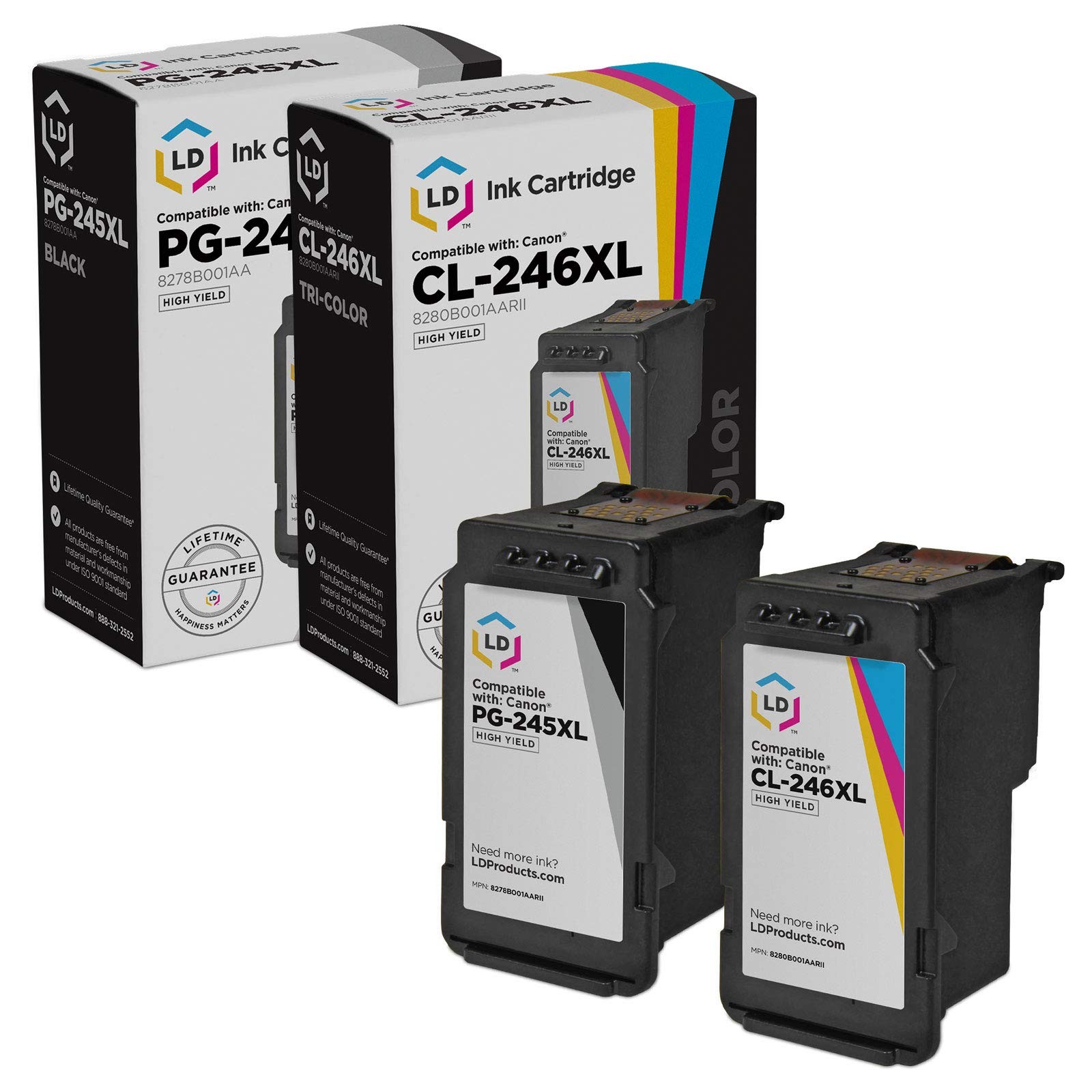 LD Reman Canon PG-245XL Black & CL-246XL Color HY Ink Cartridges