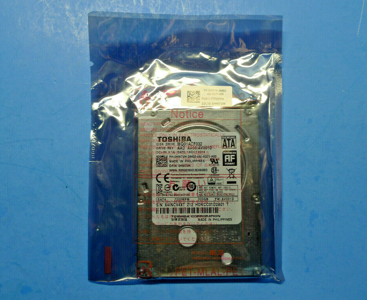 NEW Dell Toshiba MQ01ACF032 320GB 7.2K 2.5″ SATA Hard Drive HN7VH