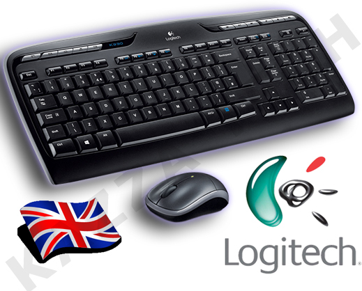 Logitech MK330 Wireless UK QWERTY KeyBoard & Mouse Desktop Combo Set in Black