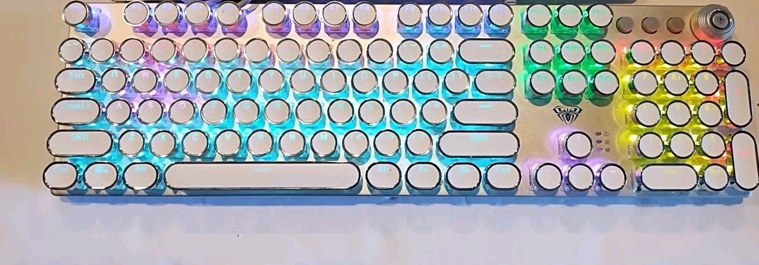 AULA F2088 Typewriter Style Mechanical Gaming Keyboard, Rainbow LED Read Desc.