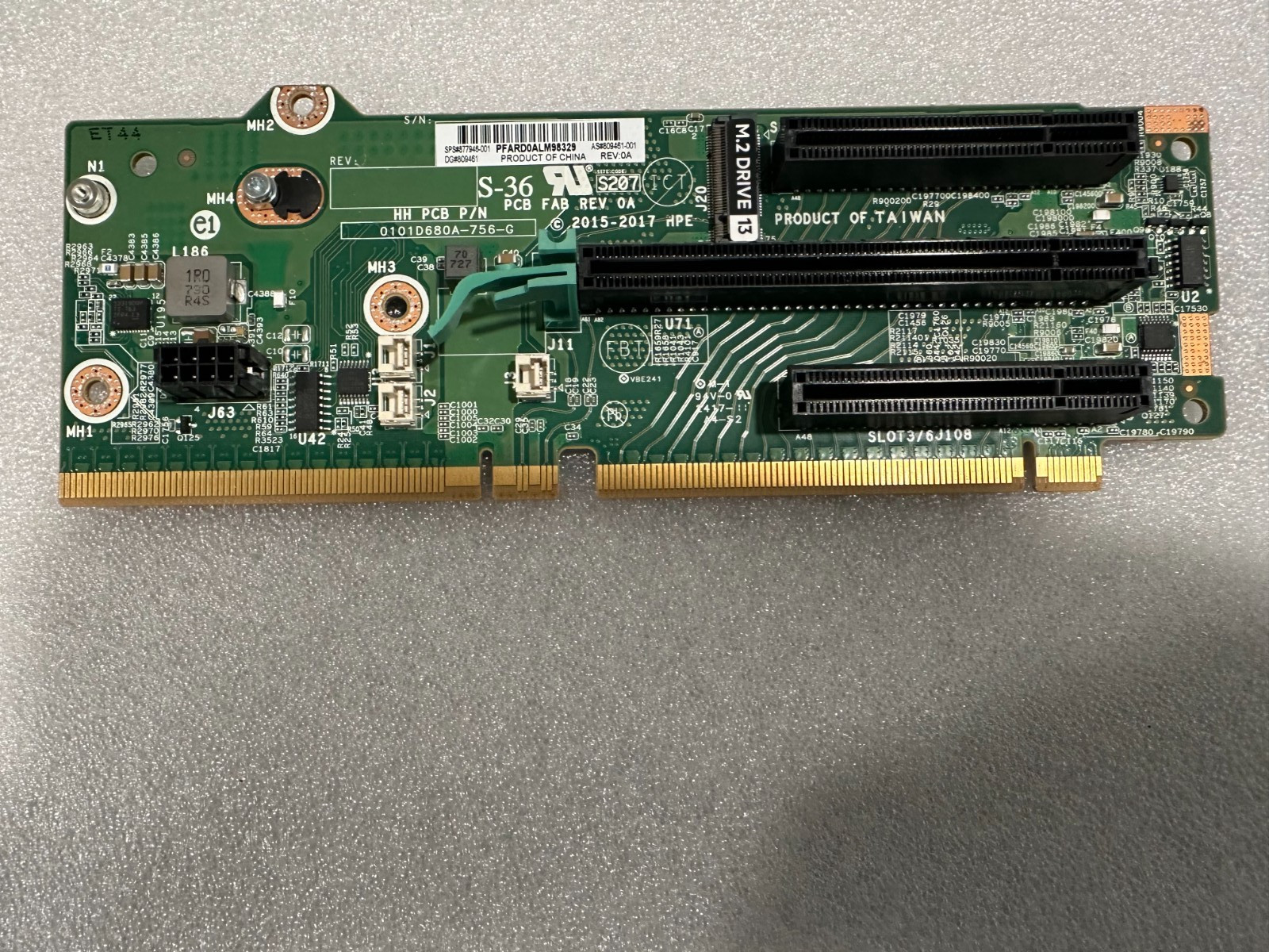 HPE ProLiant DL380 Gen10 PCIe M.2 Riser Card 809461-001 877946-001