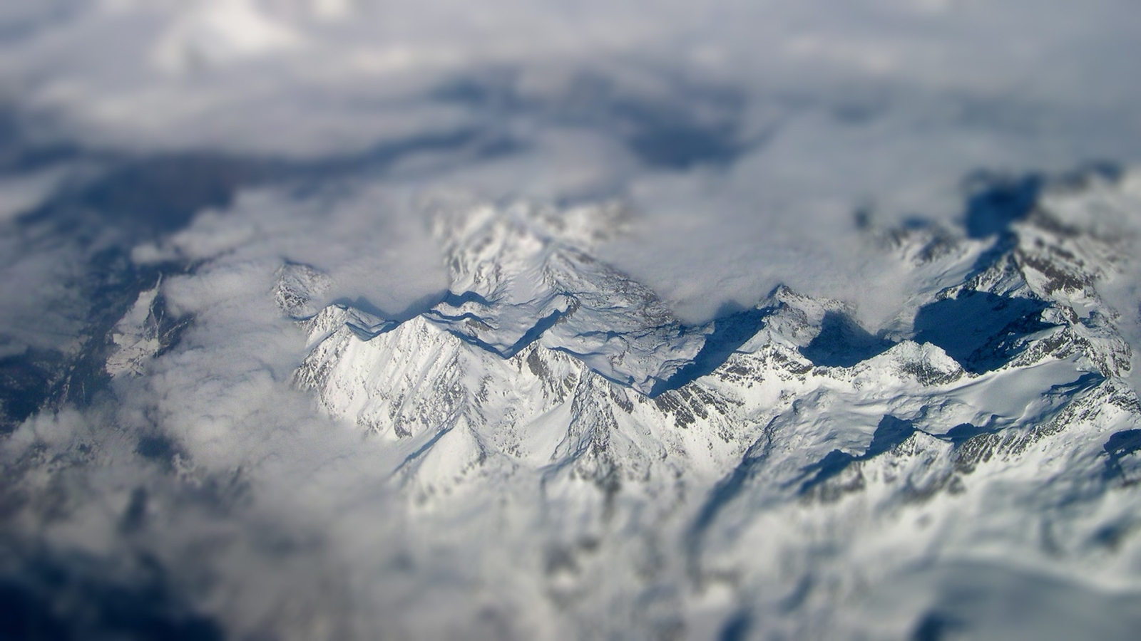 Landscape mountains snow tilt shift aerial view nature Custom Gaming Mat Desk