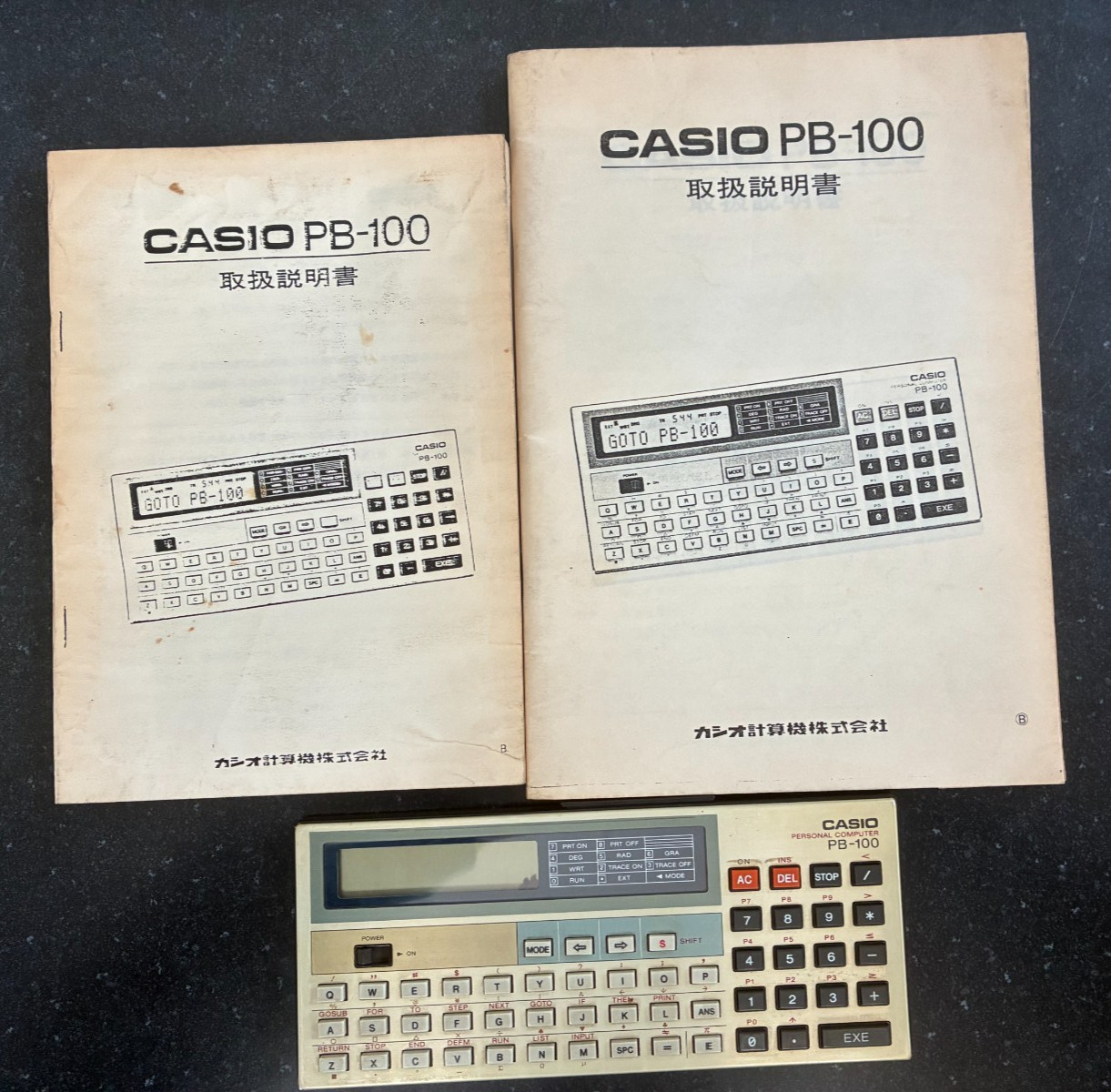 Vintage Casio Pocket Computer  PB-100  JUNK Programmable Calculator w/ Manuals