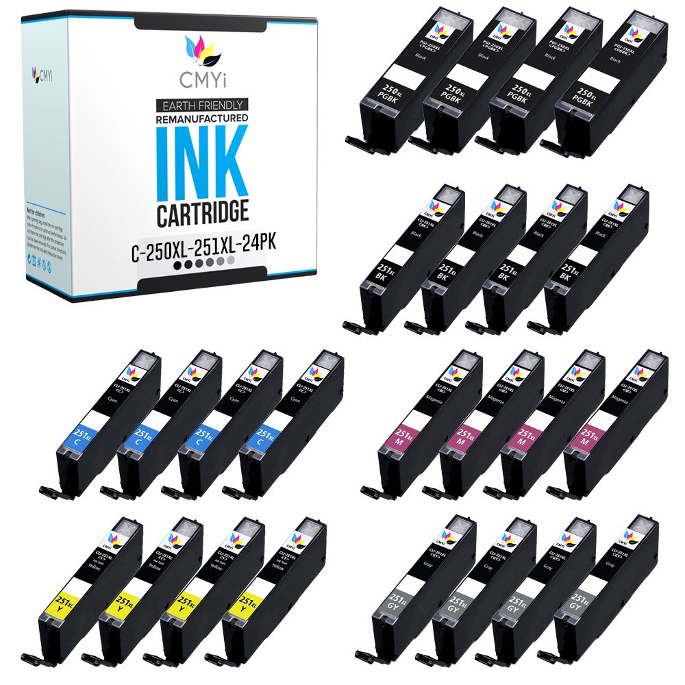 CMYi 24PK 250XL 251XL Value Pack Ink for Canon PIXMA iP8720 MG6320 MG6620 MG7120