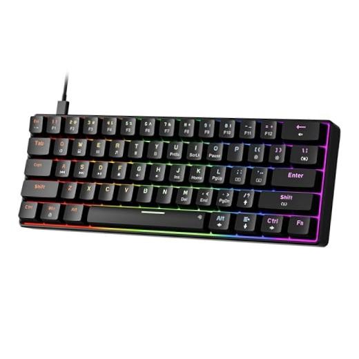 GM611 Mechanical Keyboard,LEDBacklit Wired Gaming black keycaps-red switch