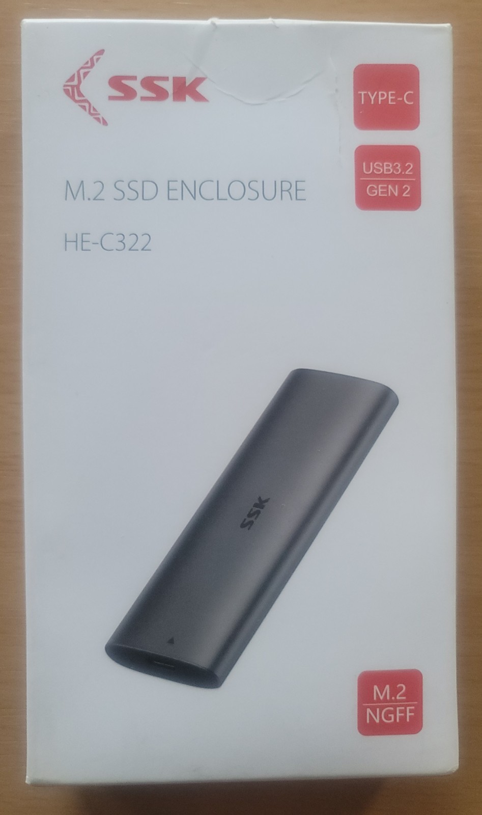 GENUINE SSK M.2 SSD ENCLOSURE HE-C322 TypeC USB 3.2 Gen 2 NGFF NEW Imperfect Box