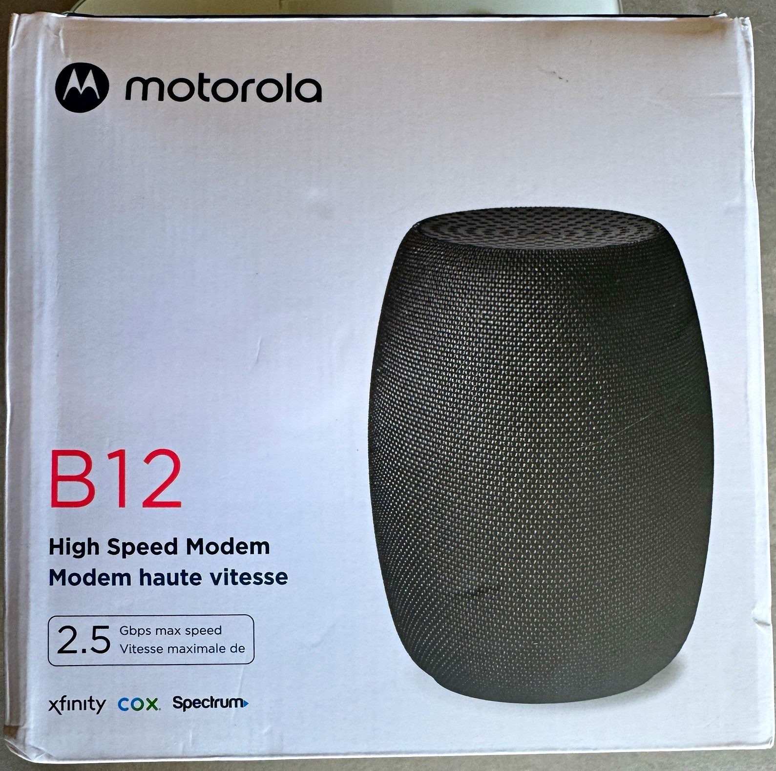 Motorola B12 DOCSIS 3.1 Cable Modem 2.5 Gbps Ethernet, Spectrum, Black