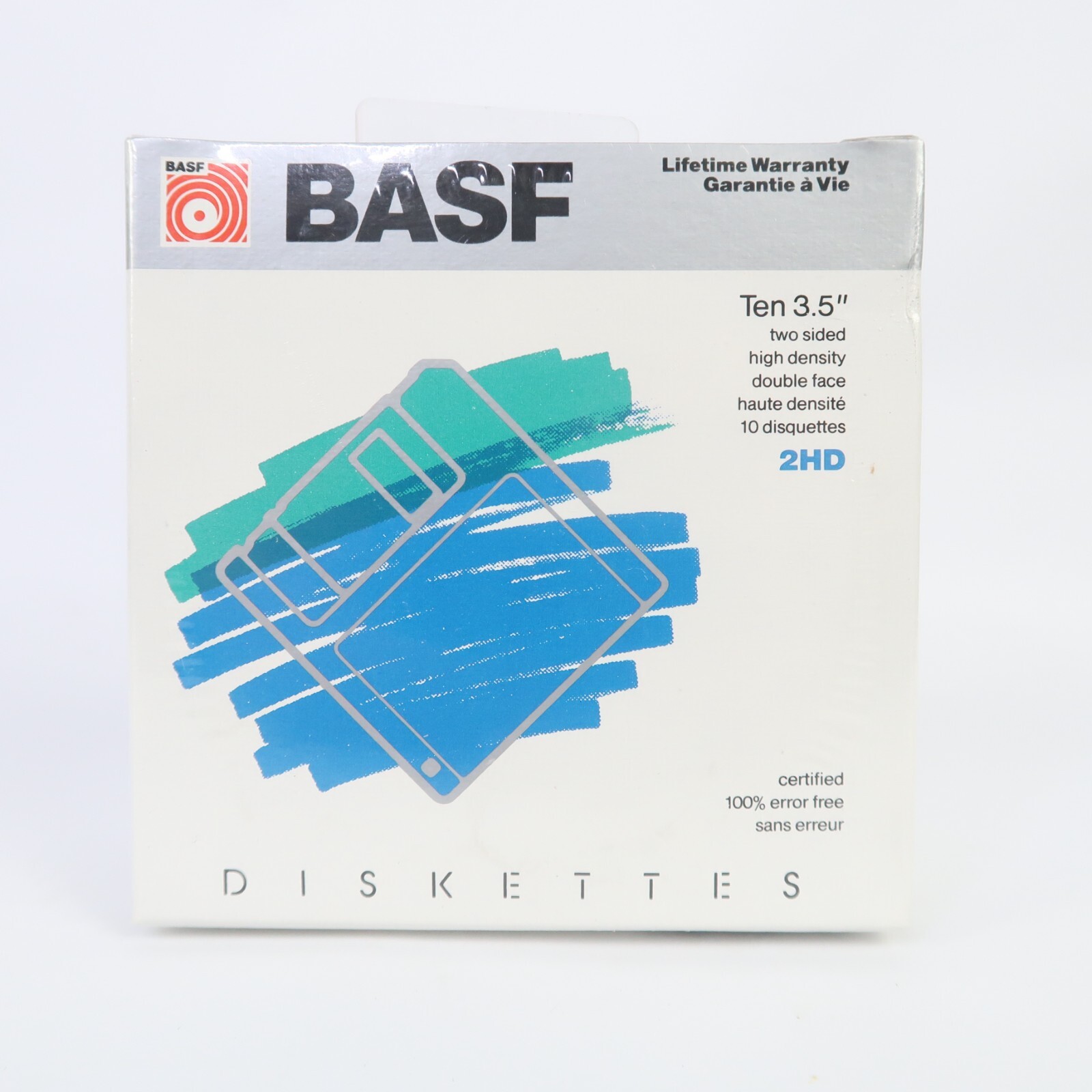 BASF 10 Diskettes 3.5" 2DD Two-Sided High Density Floppy Disks | NOS Sealed