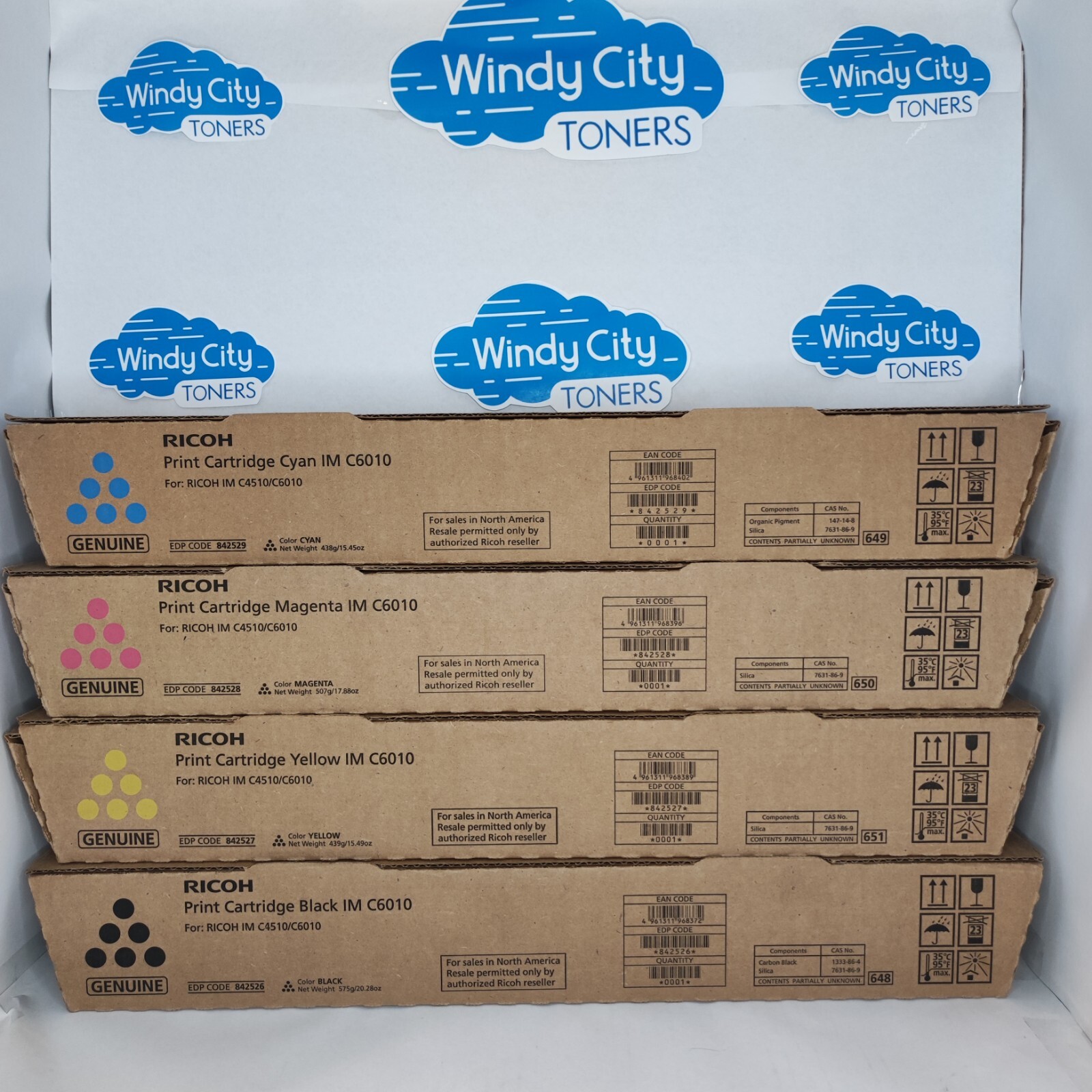 Ricoh 842526 27 28 29 Complete Set High Yield Toner Cartridges Ricoh IM C4510
