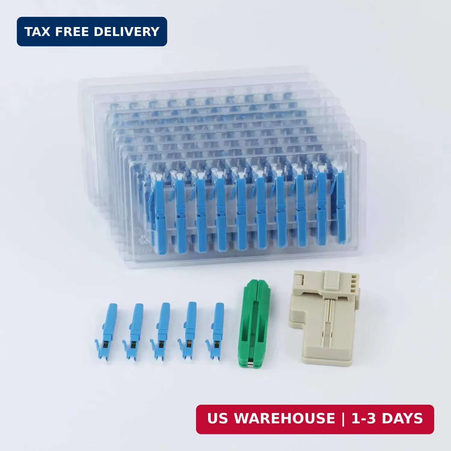 LEITE 100pcs LC UPC Fiber Optic Quick Connector with Matched Tools Fiber Reusabl