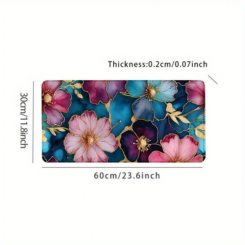 Extra-Large Boho Floral Desk Mat | 35.4x15.7" Aesthetic Mouse Pad with Non-Sli