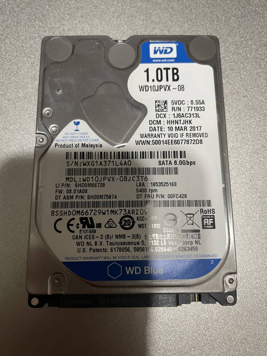 WD Blue 1.0TB WD10JPVX-08 2.5-inch HDD Used tested OK 1752H