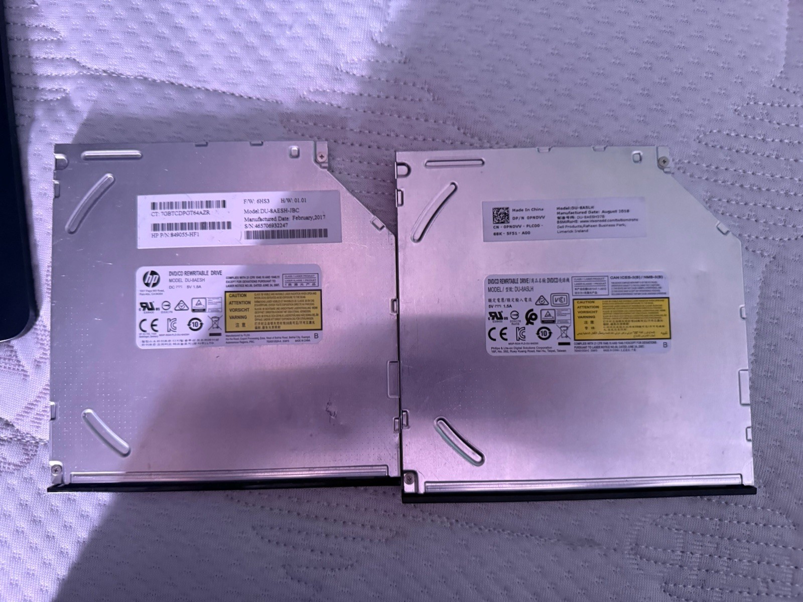 HP Internal Slim SATA Laptop DVD/CD Rewritable Drive DU-8AESH DU-8A5LH Silver