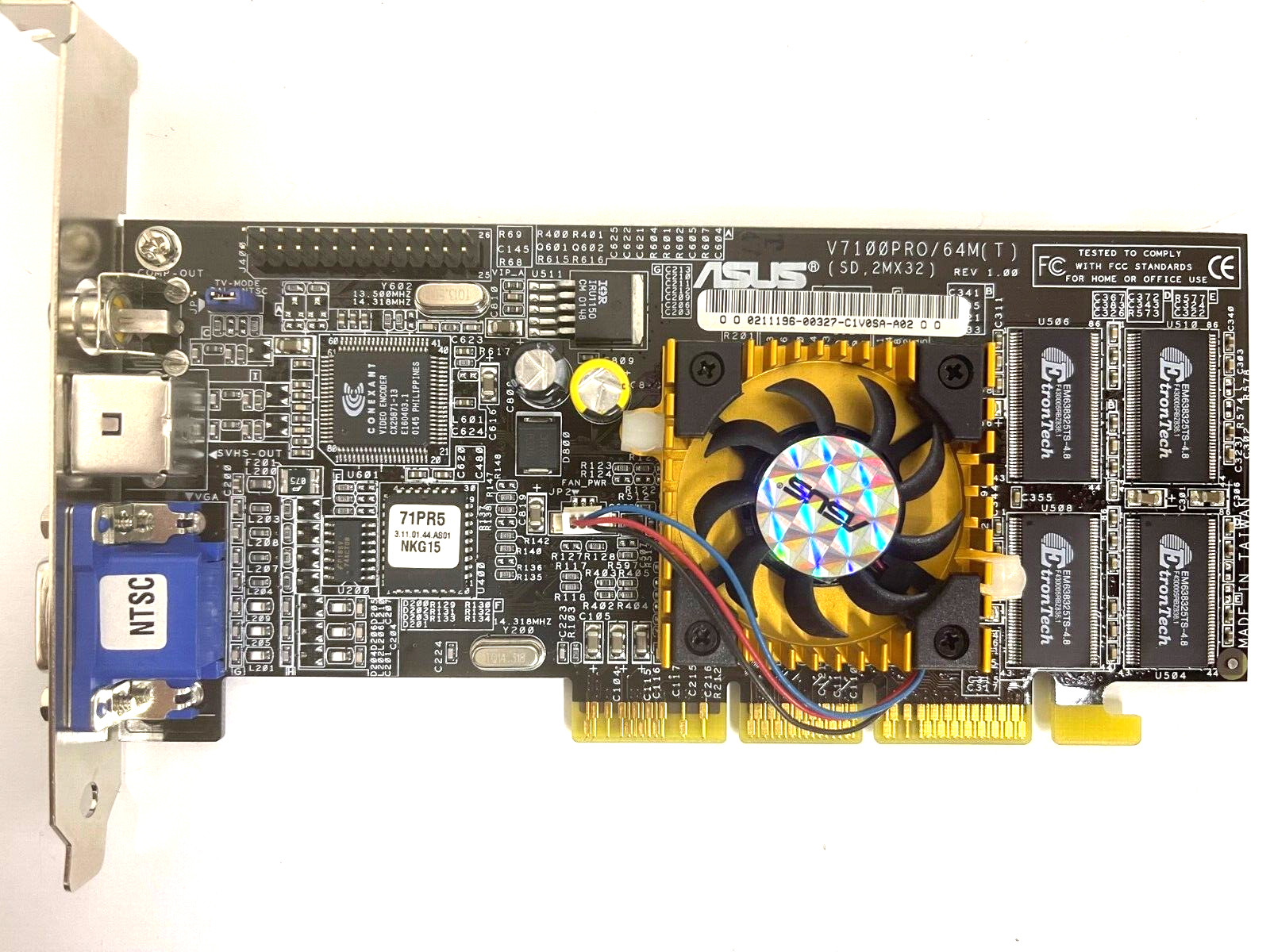 VINTAGE ASUS V7100PRO/64M(T) AGP 64 MEG NVIDIA GEFORCE2 MX400 VGA CARD MXB168