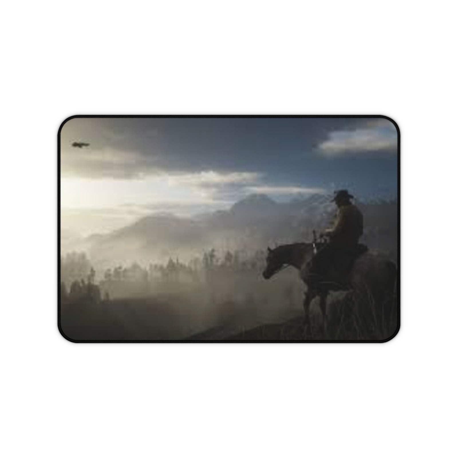 Lone Rider Cowboy Scene Desk Mat | Western Landscape Mousepad