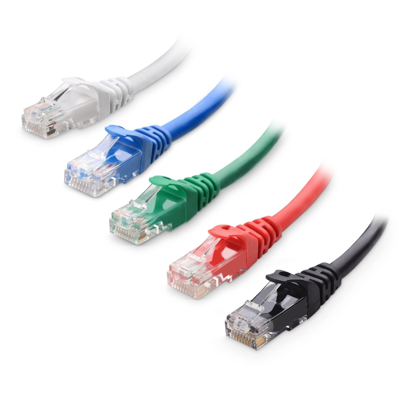 Cable Matters 10Gbps 5-Color Combo Snagless Cat 6 3 Feet, Blue,Green,White