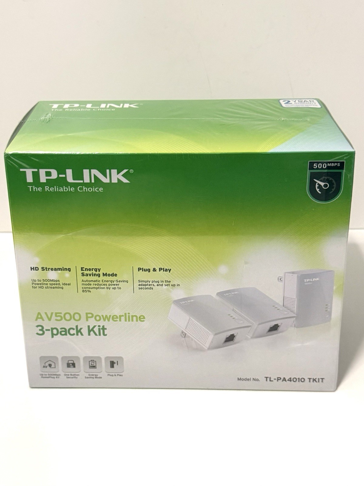 TP-Link AV500 Powerline 3-Pack Kit TL-PA4010 TKIT 500Mbps New Sealed