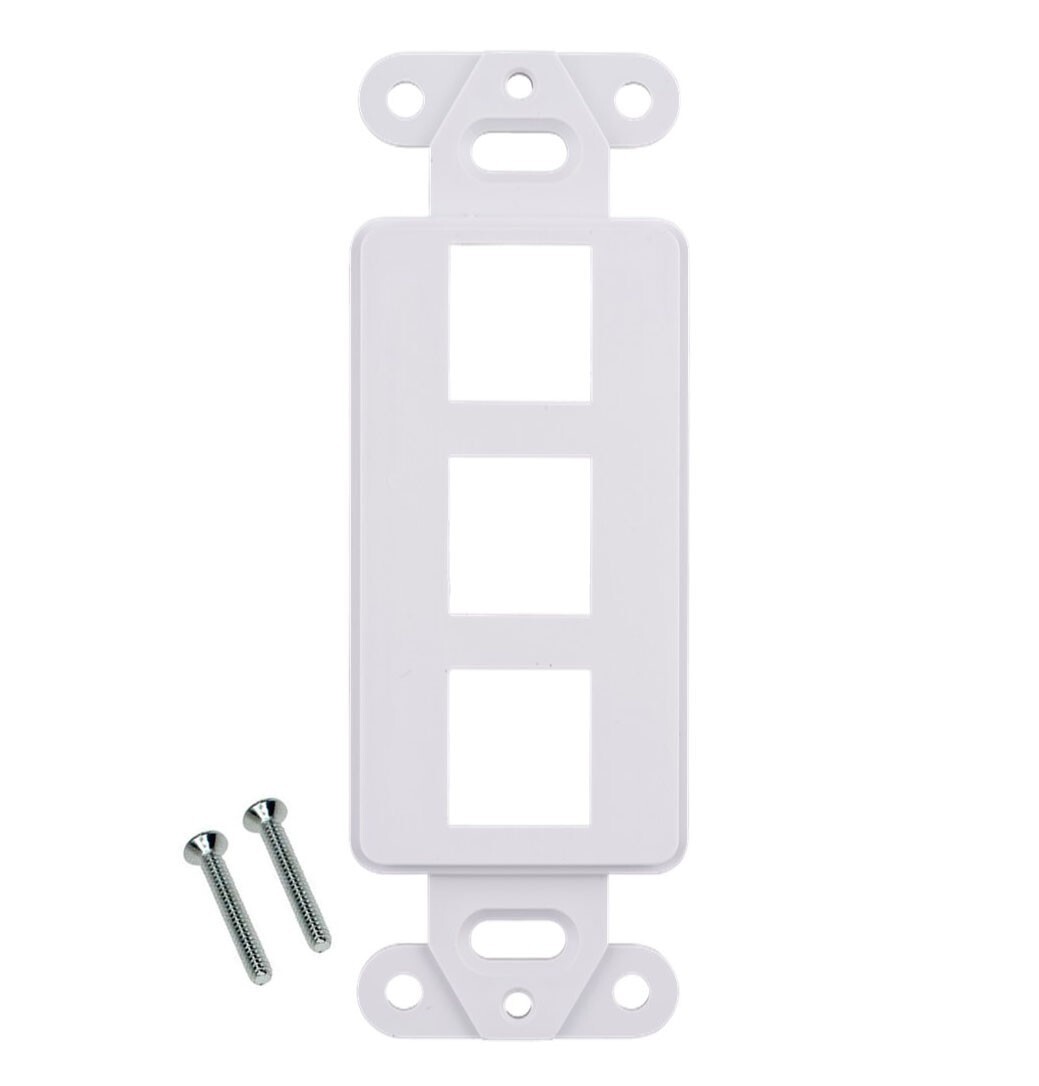 3-Port Wall Plate Keystone Jack Snap-In Insert for RCA/F-Type/RJ45/HDMI Bulk LOT