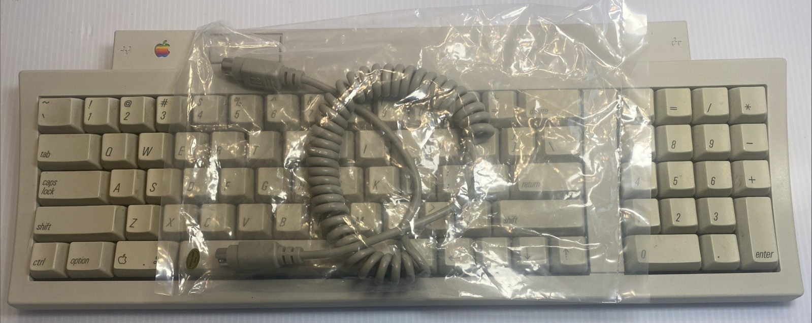 Apple Keyboard M0487 Macintosh IIgs ADB Keyboard Vintage Tested w/ Coiled Cable